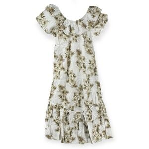 Alii Fashions Hawaii Muumuu Dress Womens Large Hibiscus Print White Aloha NEW